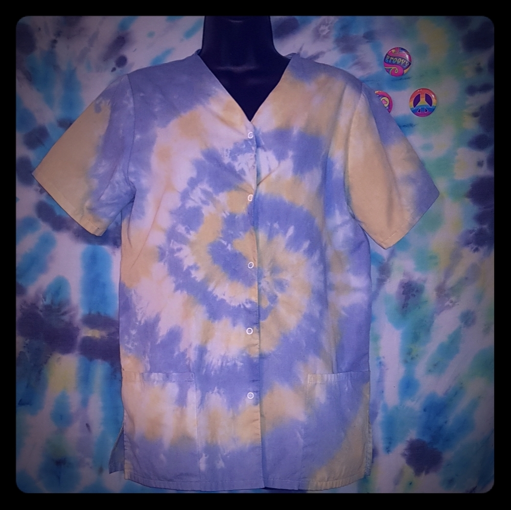 Tie dye scrub top